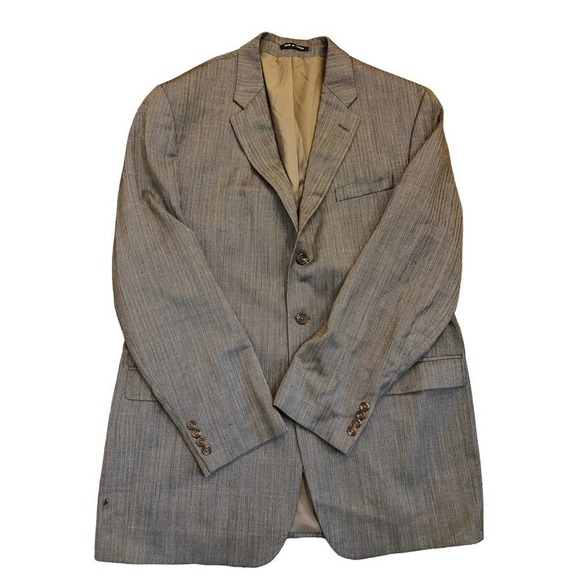 Chaps Men's Wool Tan/Black Three Button Herringbone Blazer SZ 46XL - Picture 1 of 16